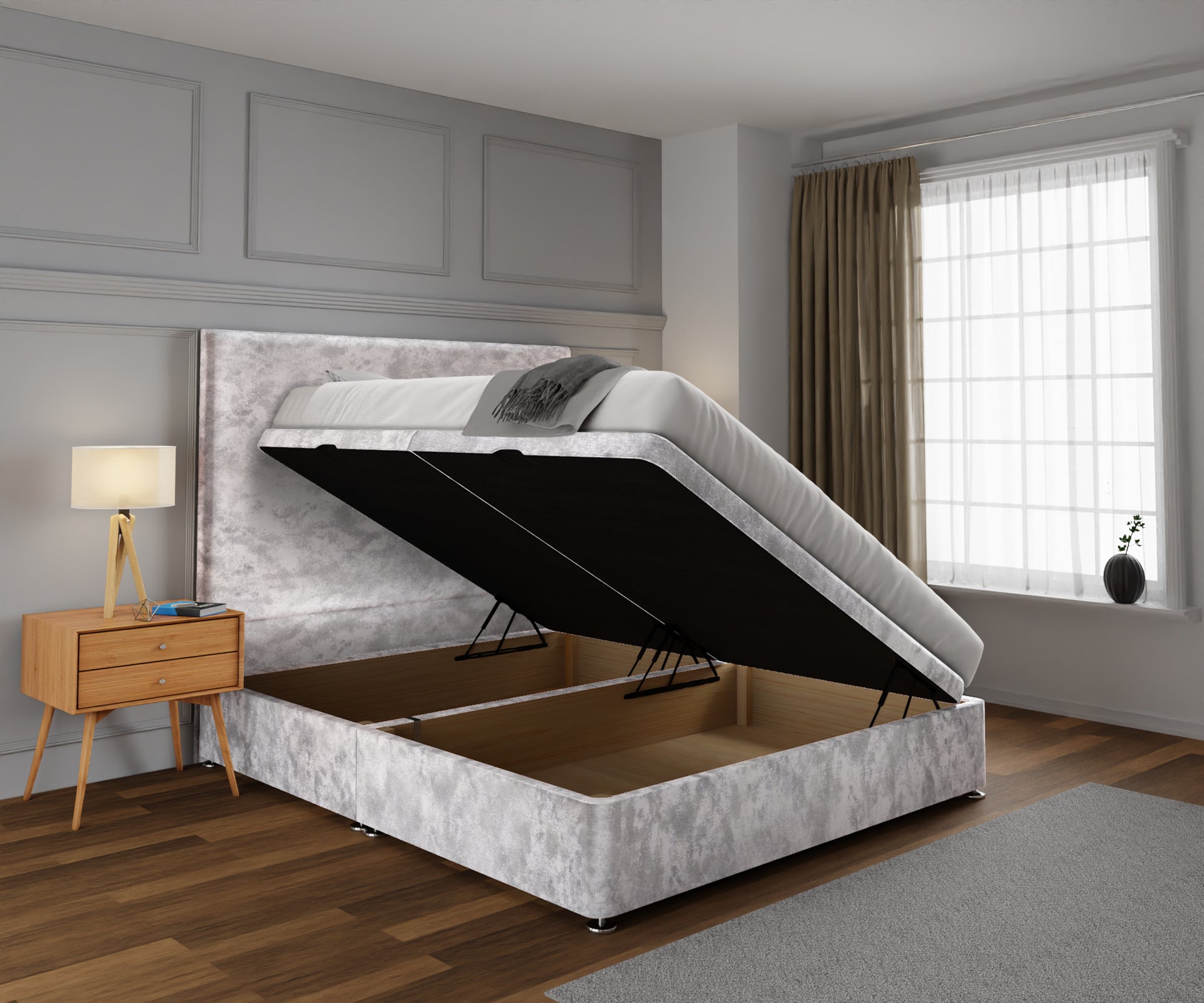 Olivia Plain Ottoman Storage Divan Bed Set