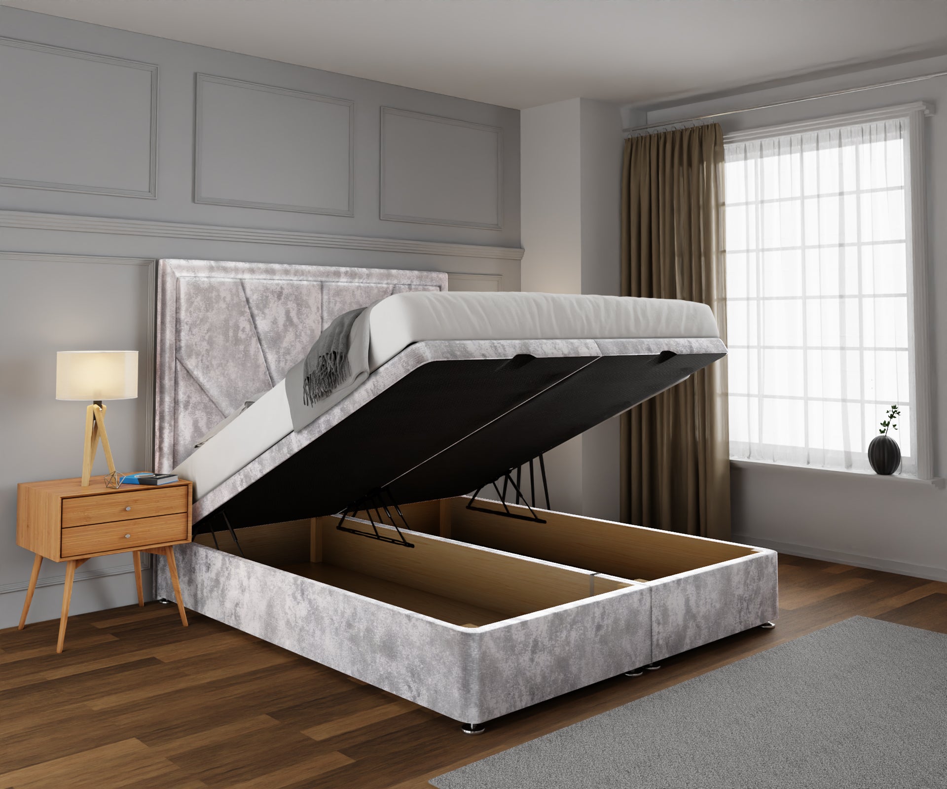 Paine Horizon Border Ottoman Storage Divan Bed Set