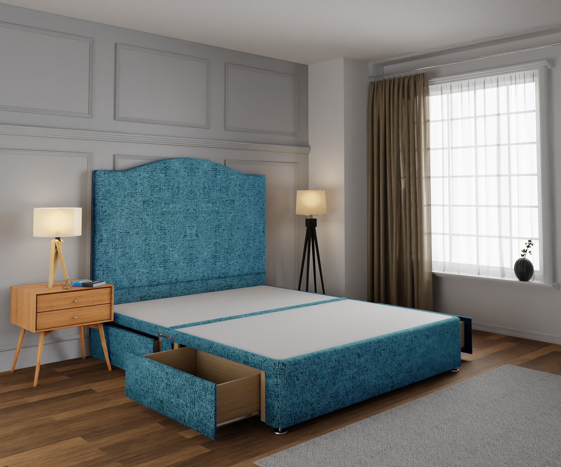 Rose Divan Bed Base and Headboard