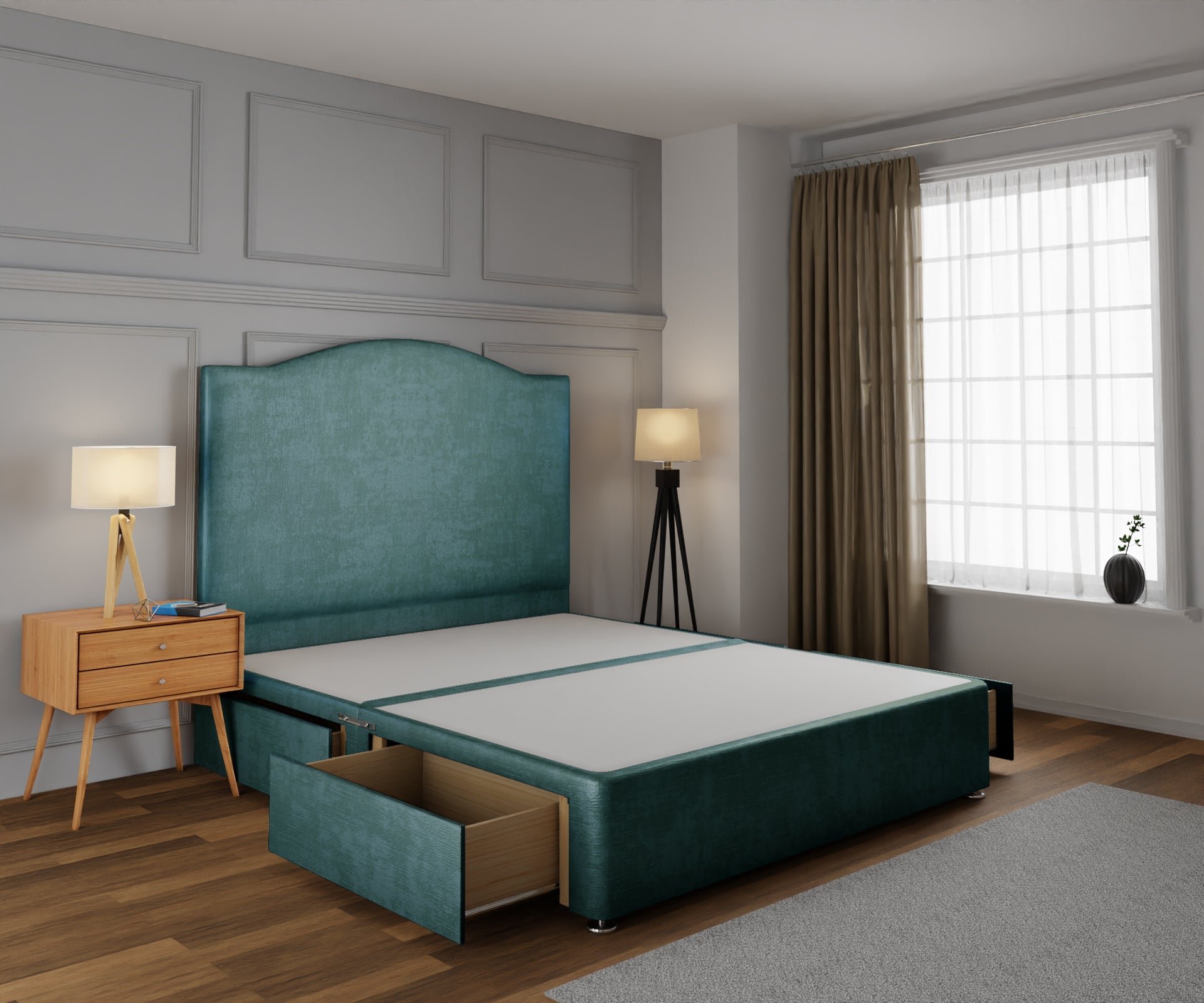 Rose Divan Bed Base and Headboard