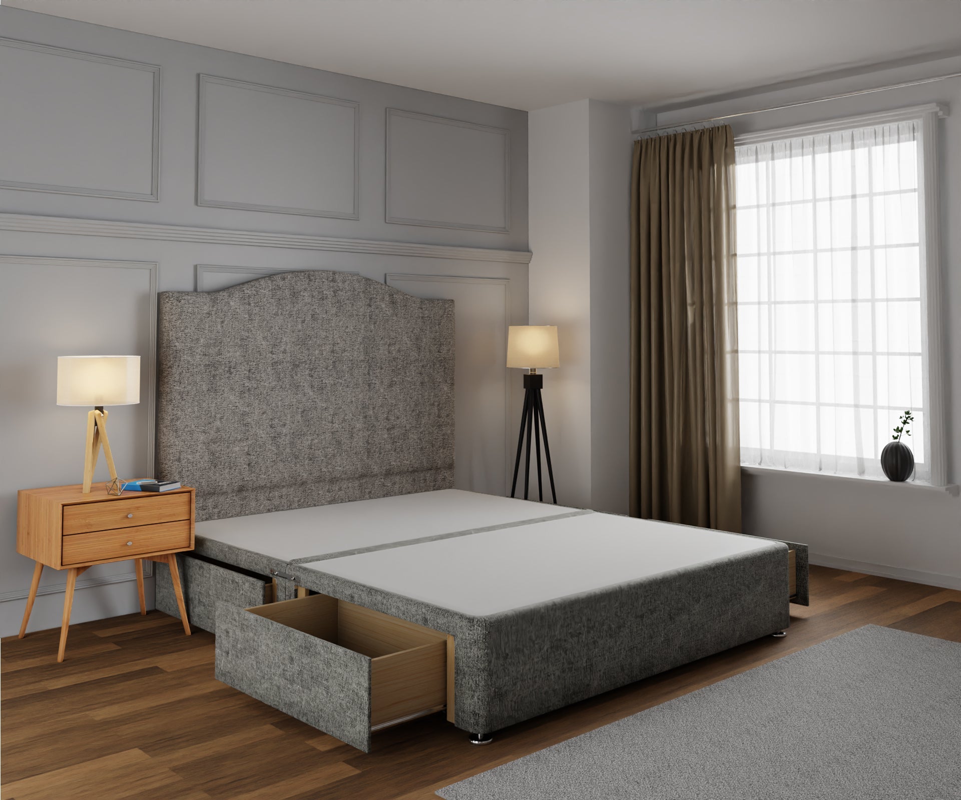 Rose Divan Bed Base and Headboard