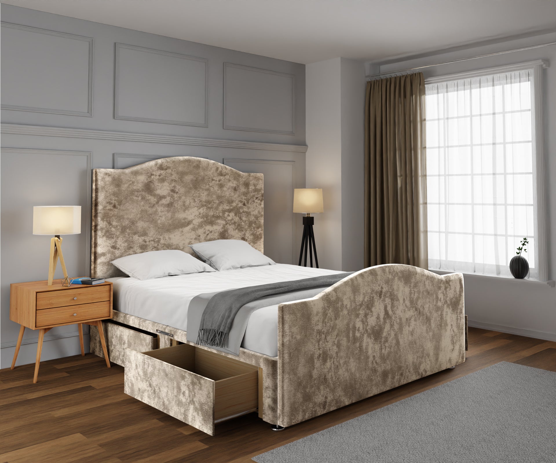 Rose Divan Bed Set With Footboard