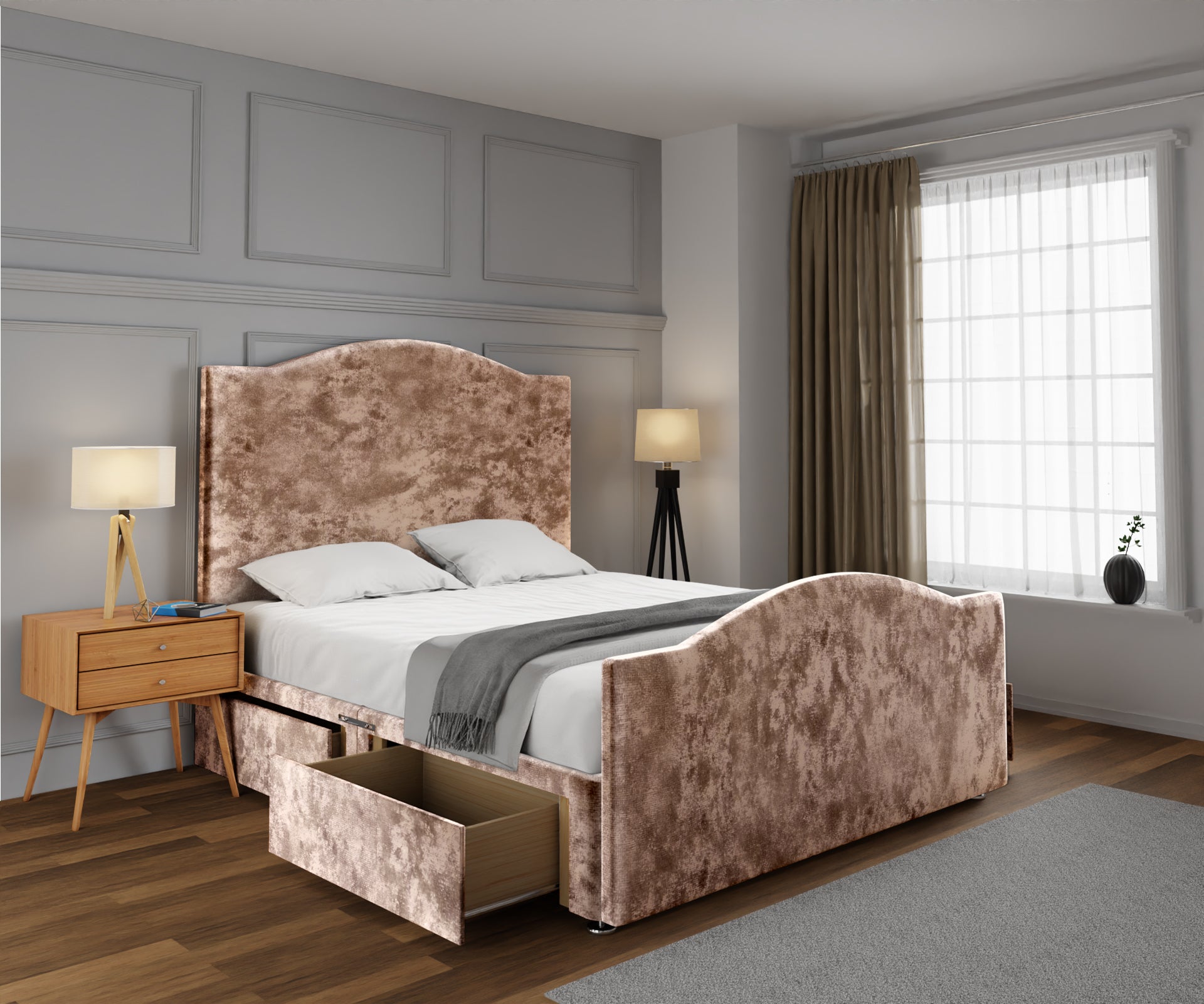 Rose Divan Bed Set With Footboard