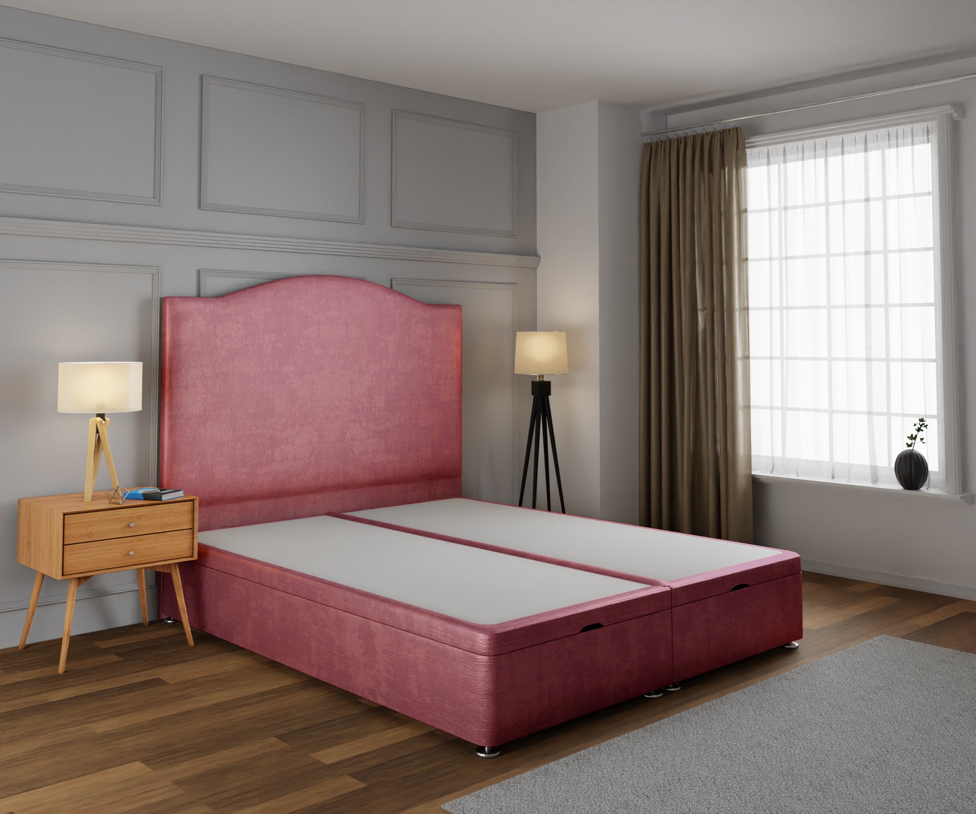 Rose Ottoman Storage Divan Bed Base With Headboard