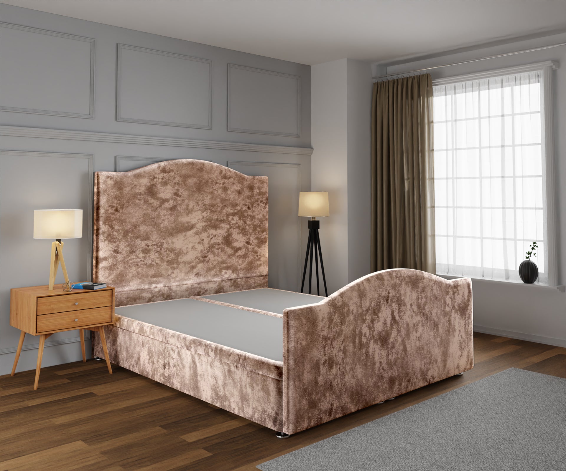 Rose Ottoman Storage Divan Bed Base And Headboard With Footboard