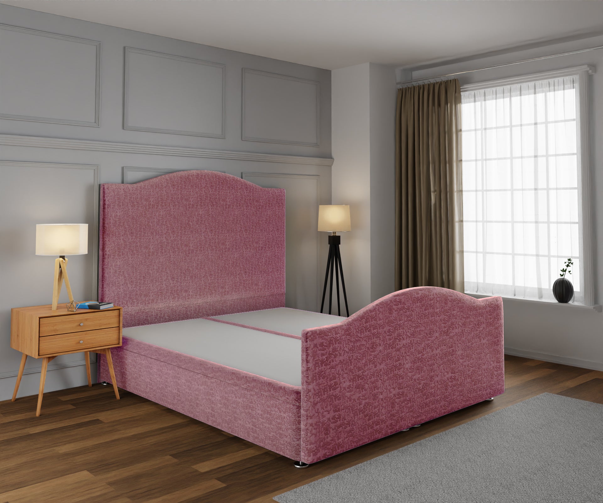 Rose Ottoman Storage Divan Bed Base And Headboard With Footboard