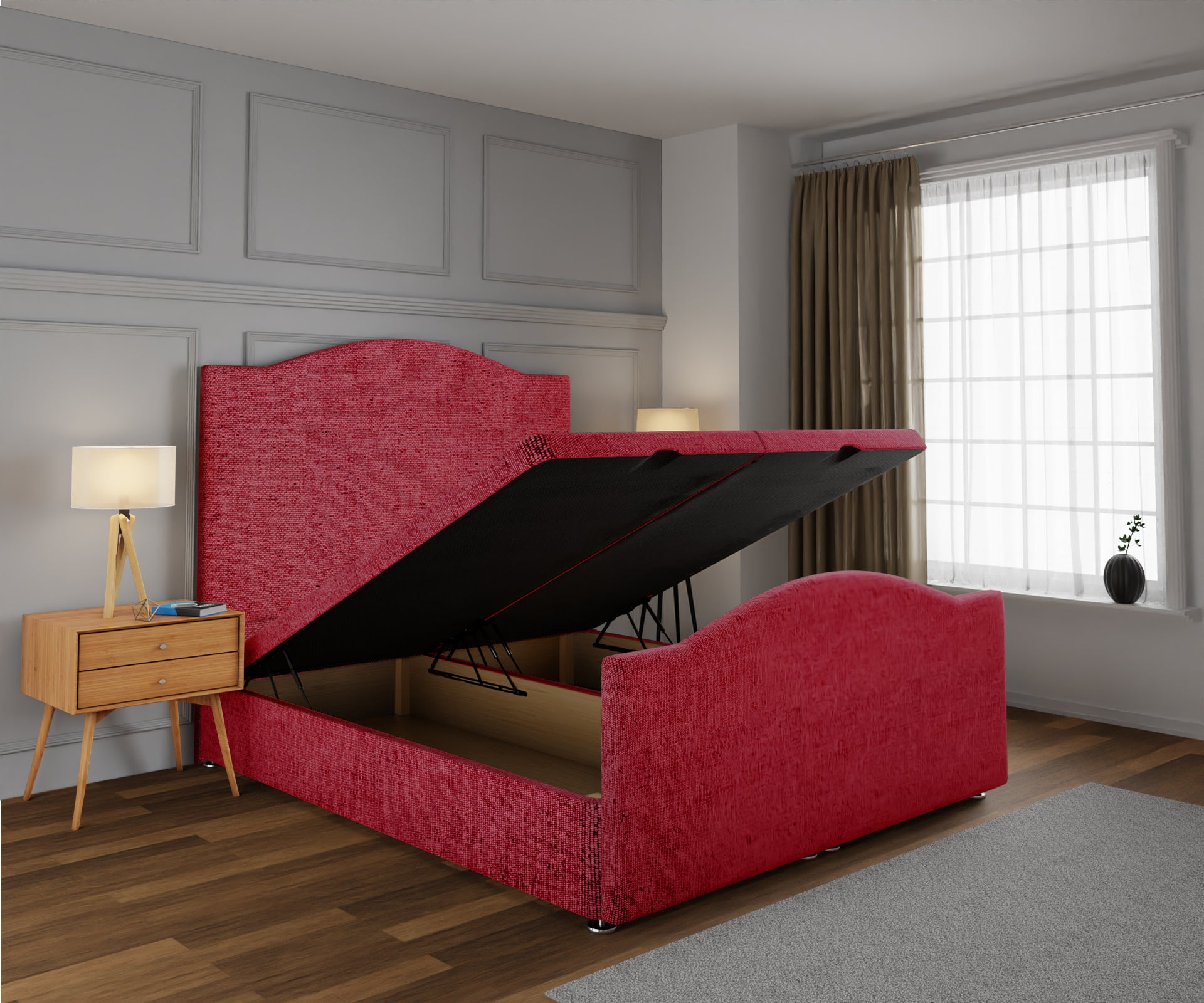 Rose Ottoman Storage Divan Bed Base And Headboard With Footboard