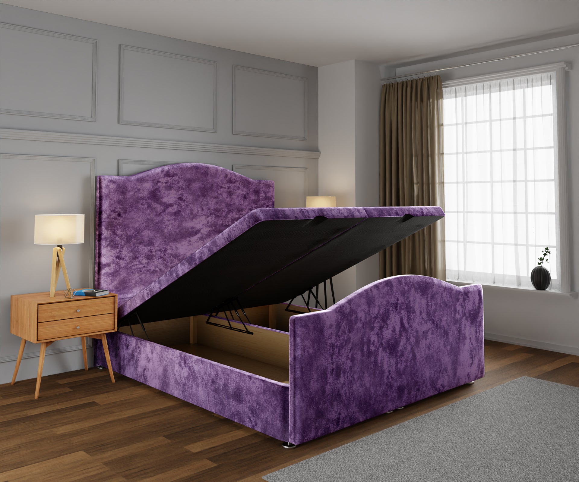 Rose Ottoman Storage Divan Bed Base And Headboard With Footboard