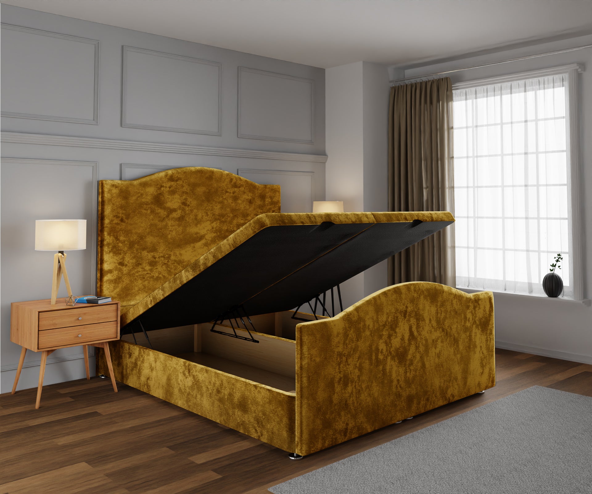 Rose Ottoman Storage Divan Bed Base And Headboard With Footboard