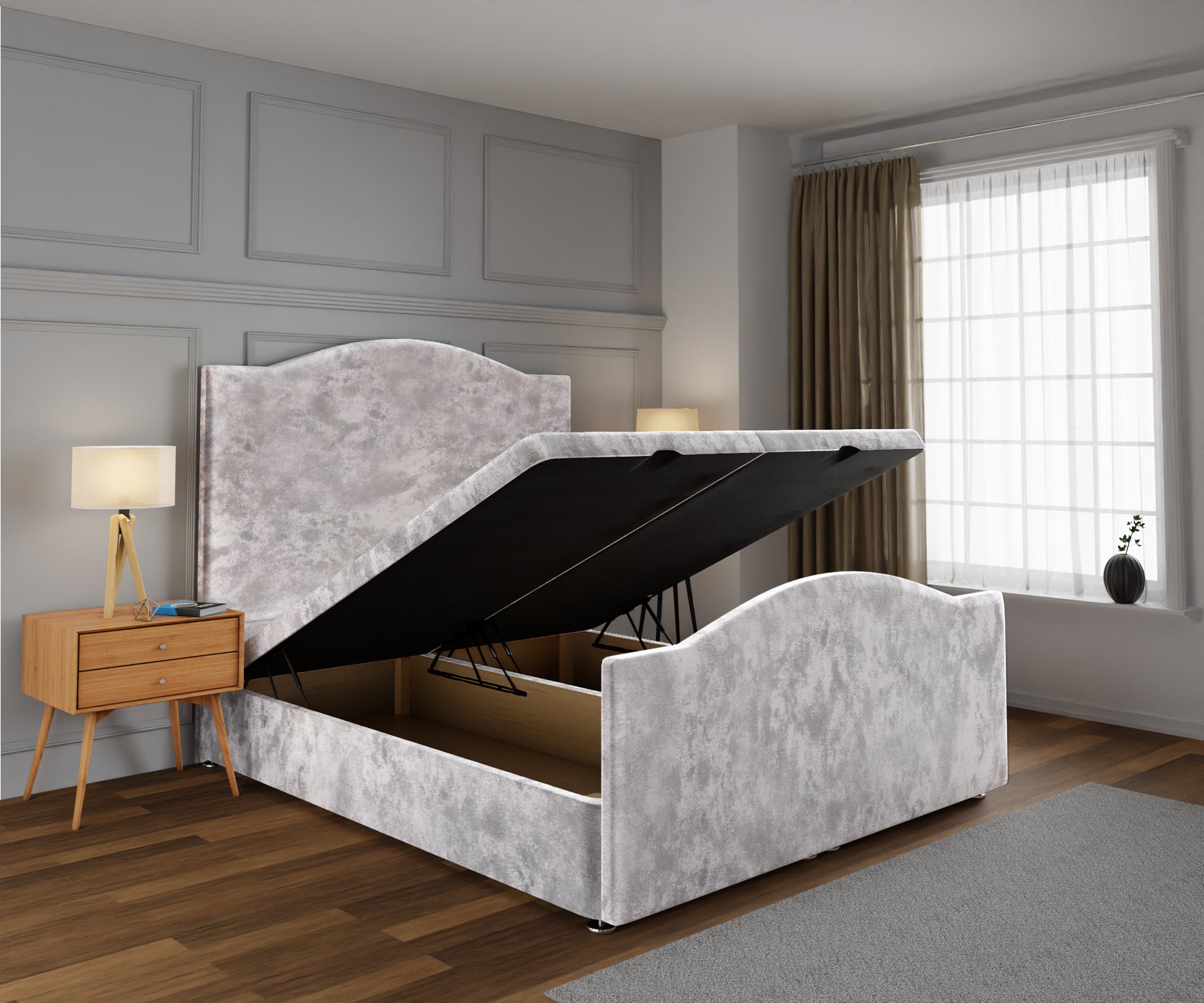 Rose Ottoman Storage Divan Bed Base And Headboard With Footboard