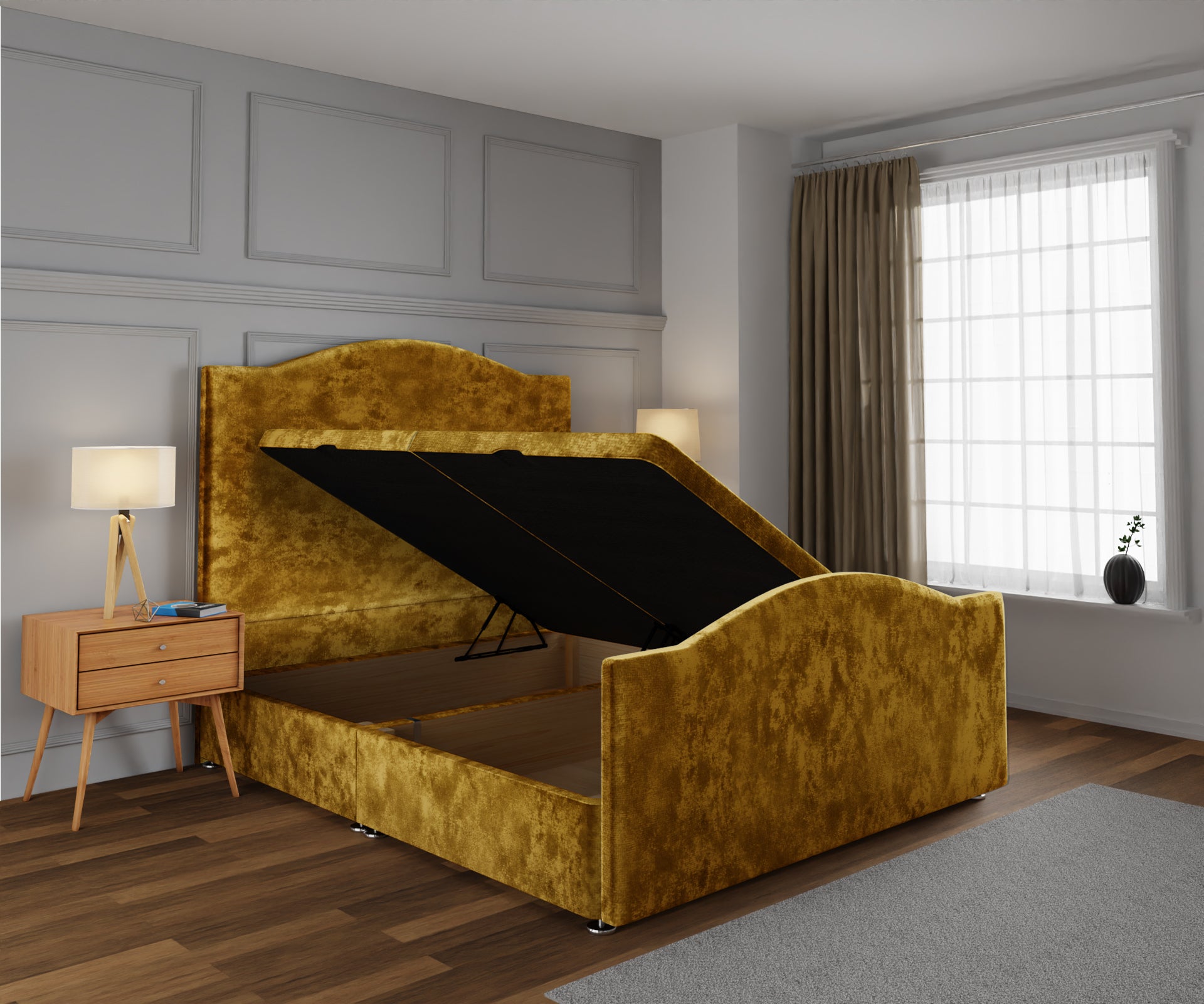 Rose Ottoman Storage Divan Bed Base And Headboard With Footboard