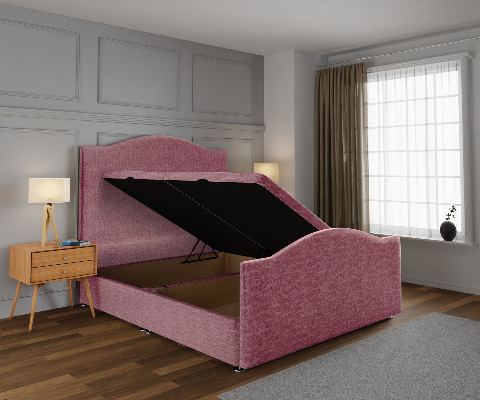 Rose Ottoman Storage Divan Bed Base And Headboard With Footboard