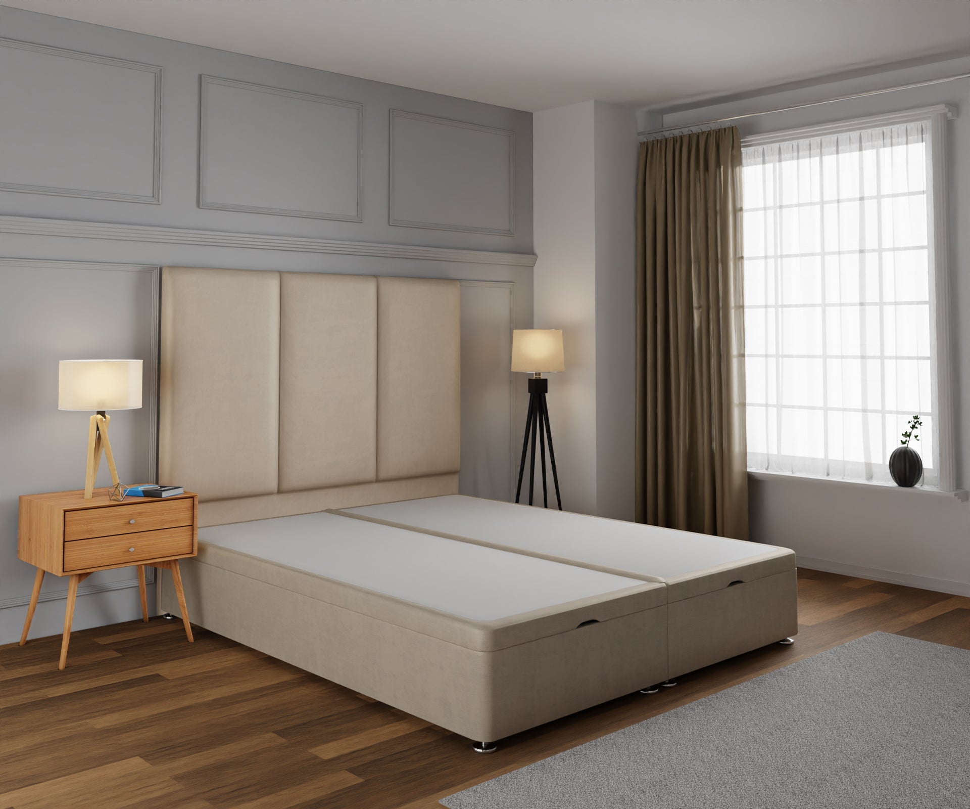 Ruby Ottoman Storage Divan Bed Base With Headboard